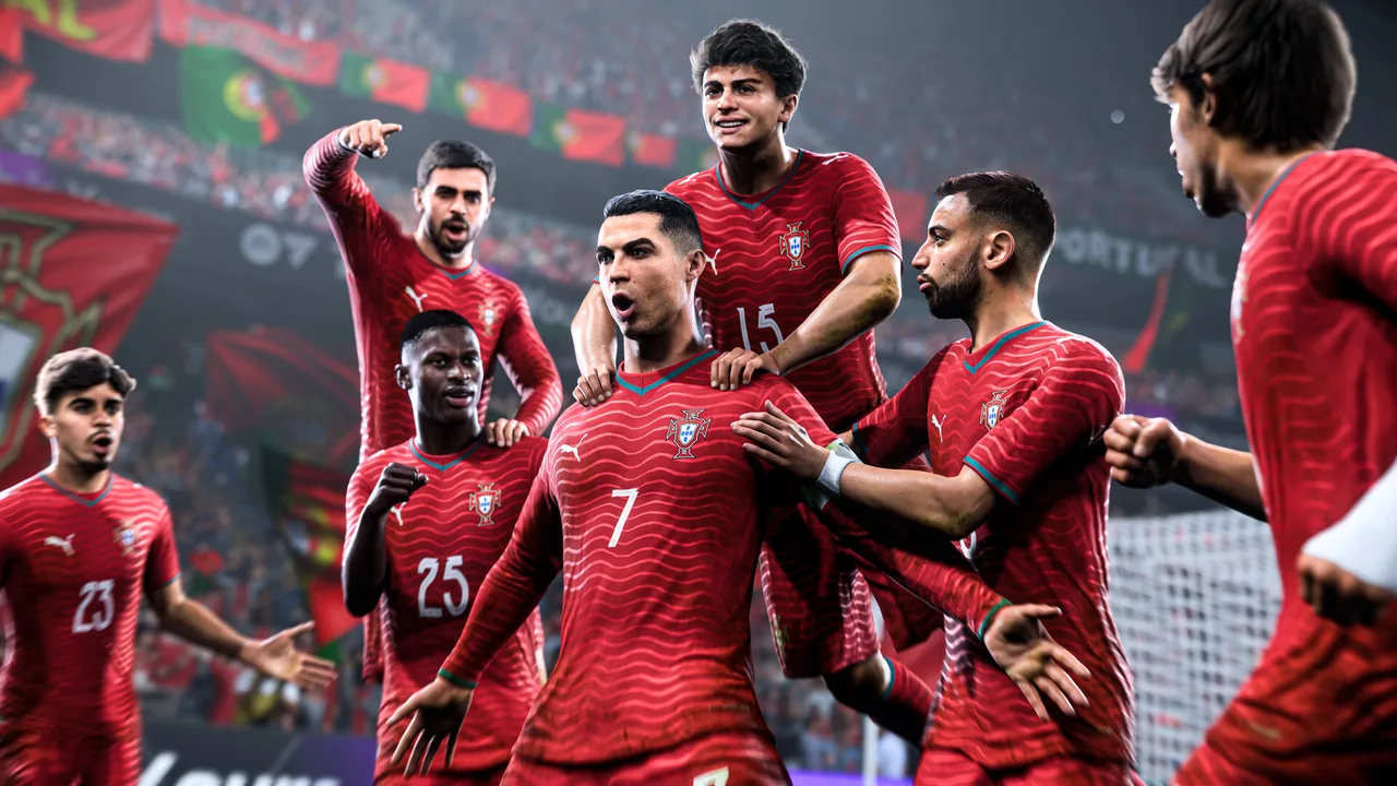 EA 스포츠 FC 26 게임 스크린샷, 경기장에서 선수들이 경기를 펼치는 모습