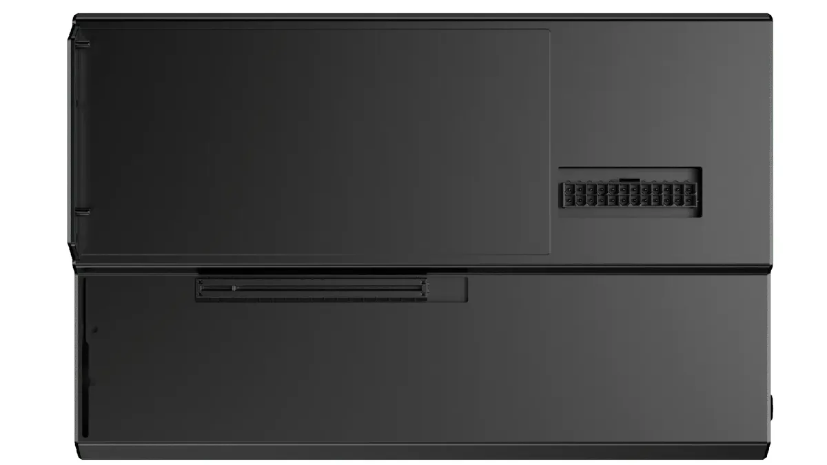 미니스포럼 DEG1 eGPU 독의 OCuLink 커넥터 부분을 위에서 촬영한 사진