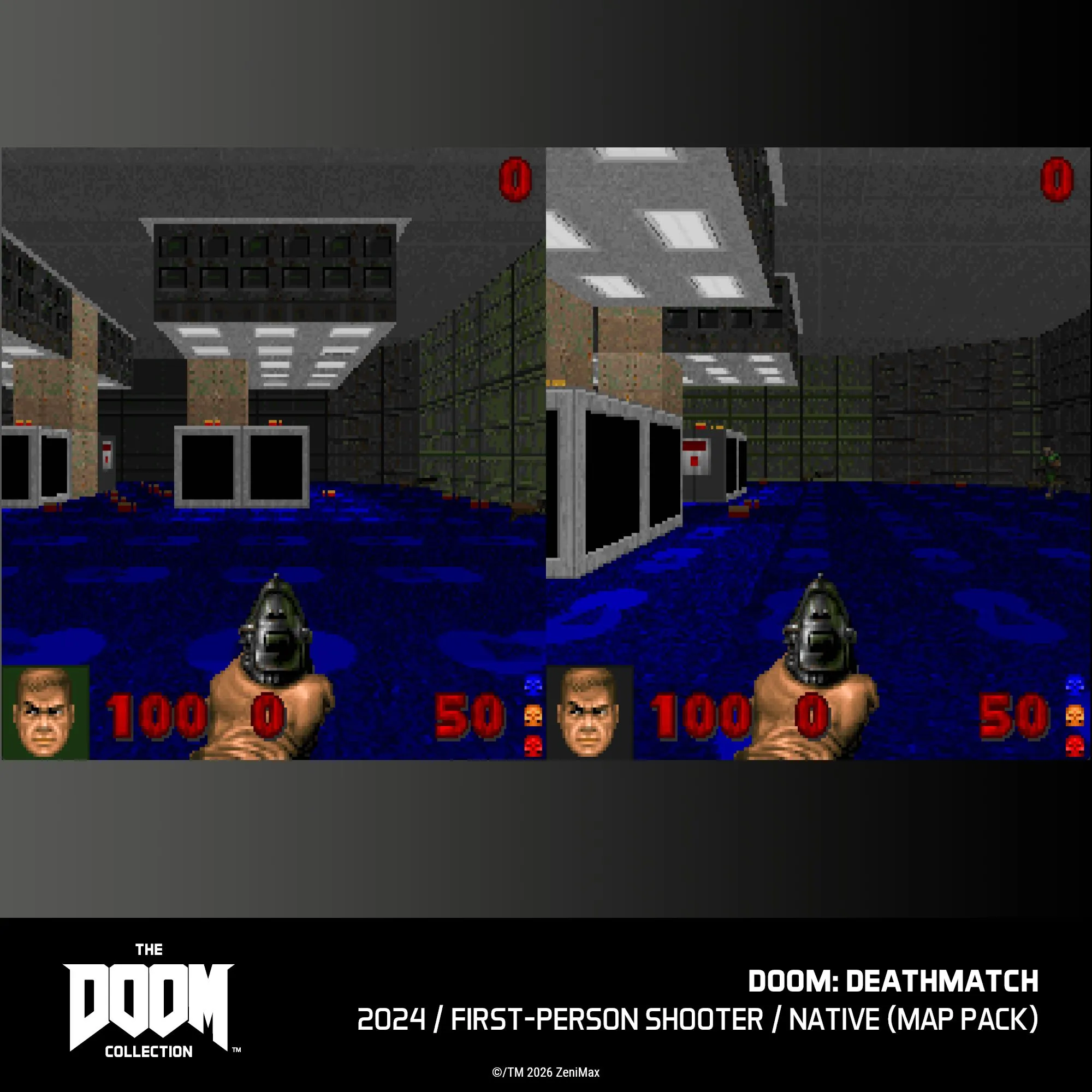 DOOM 데스매치 모드 스플릿 스크린 스크린샷