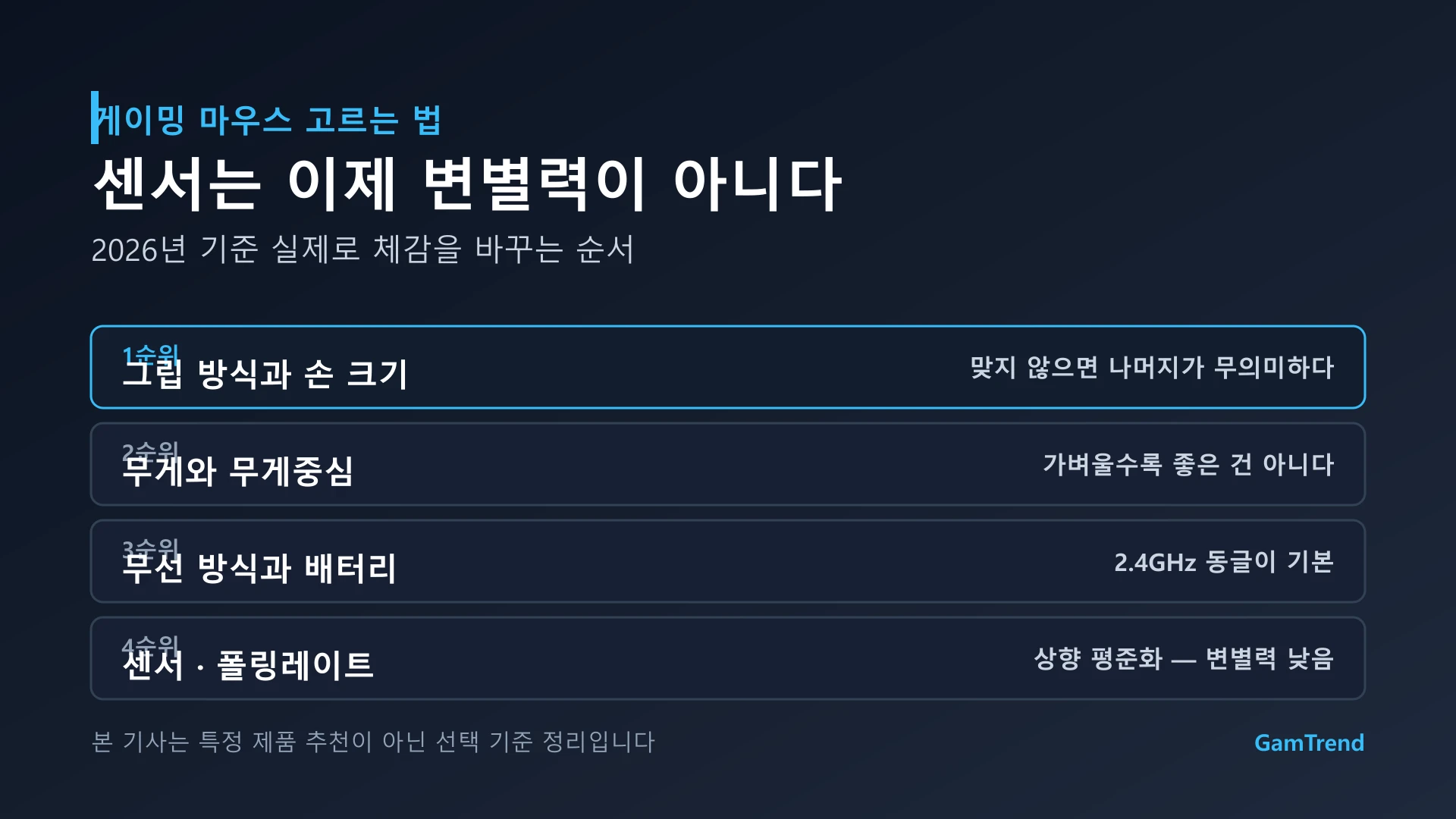 게이밍 마우스를 고를 때 확인해야 할 항목의 우선순위