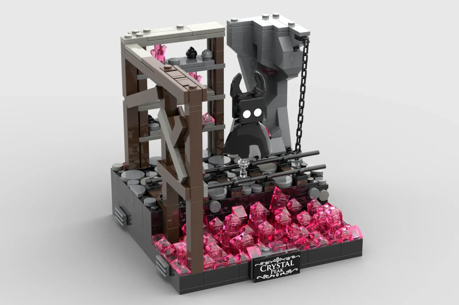 LEGO 홀로우 나이트 세트 — 크리스탈 피크 모듈, 분홍빛 수정과 거대 크리처