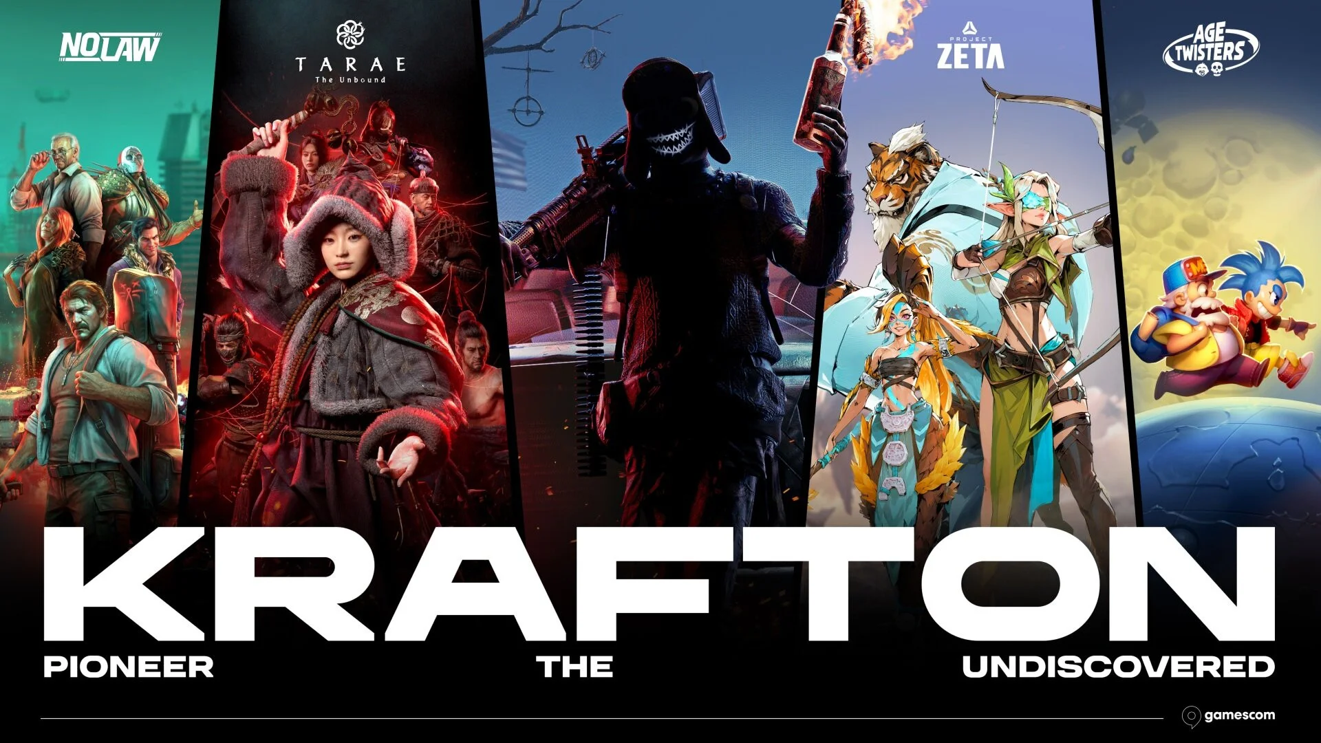 크래프톤 게임스컴 2026 출품작 5종 키아트, NO LAW·TARAE·Project ZETA·Age Twisters 캐릭터