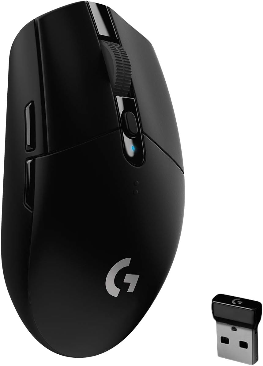 Logitech G305 전면 — 블랙 컬러 대칭형 폼팩터