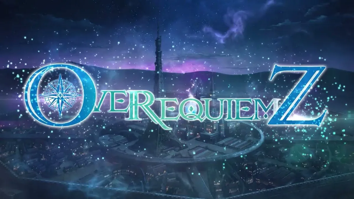 밤하늘 아래 도시 위로 떠오른 OVER REQUIEMZ 로고