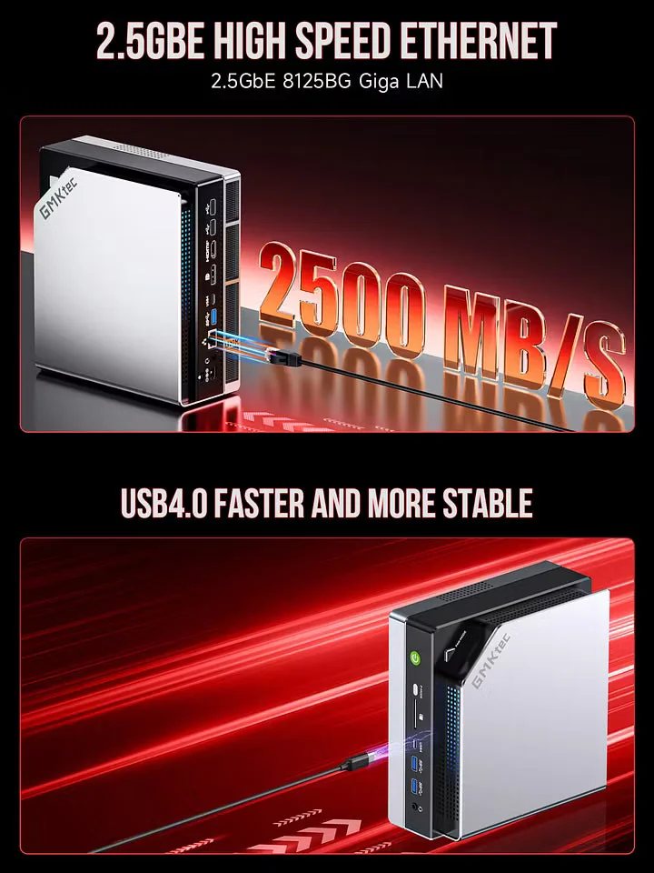 GMKtec EVO-X2 — 2.5GbE 및 USB4 연결성