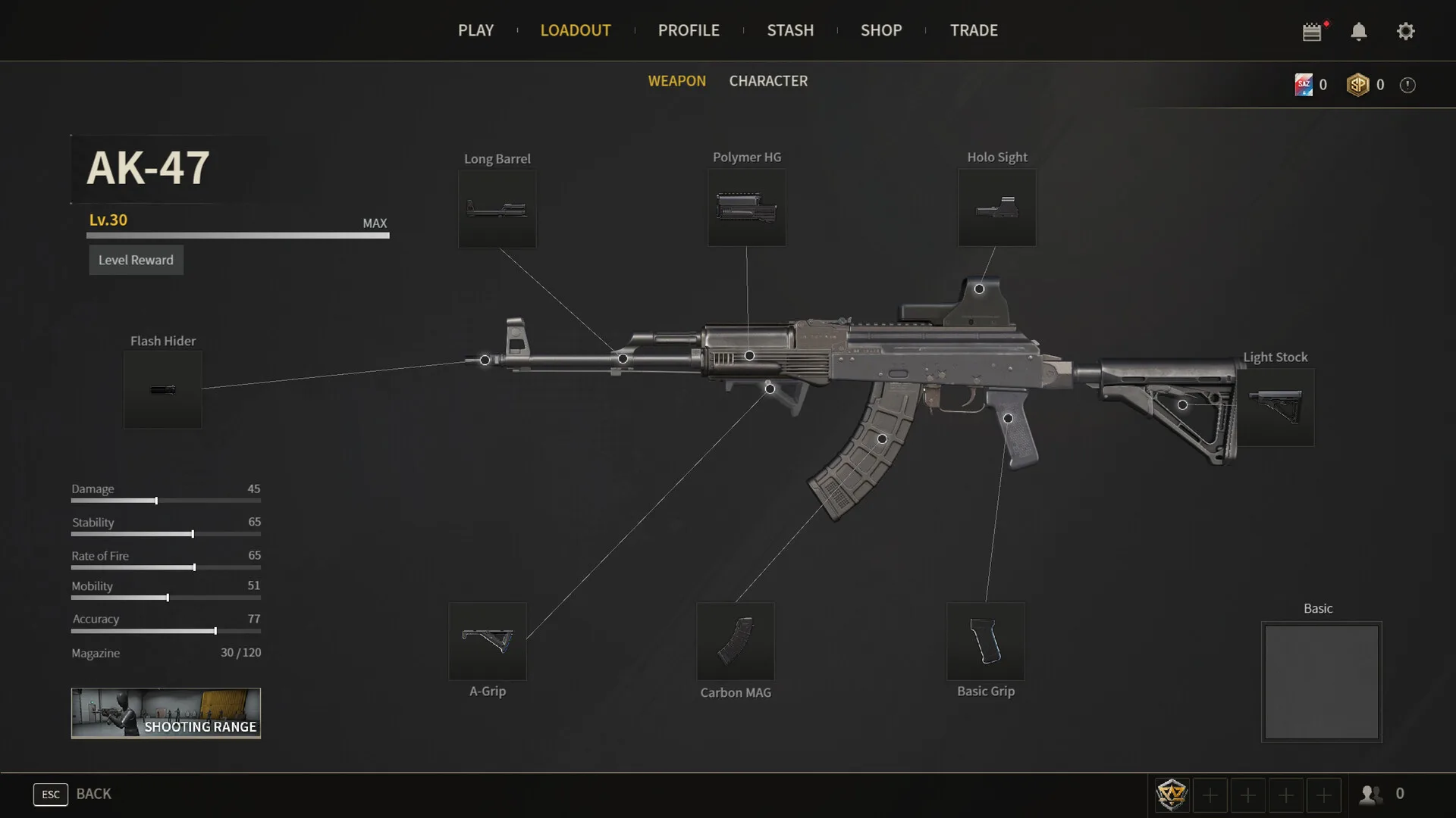 서든어택 제로 포인트 AK-47 무기 파츠 커스터마이징 화면