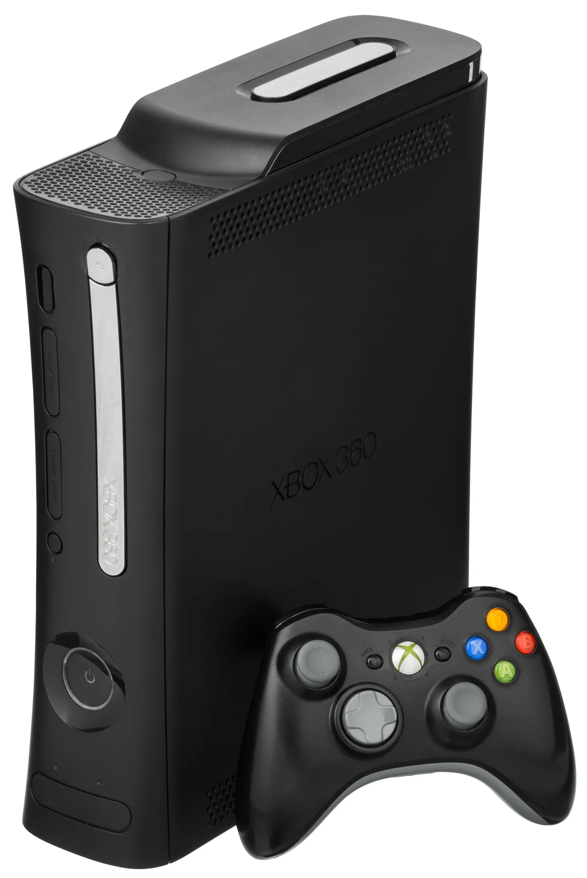 검은색 Xbox 360 콘솔과 컨트롤러
