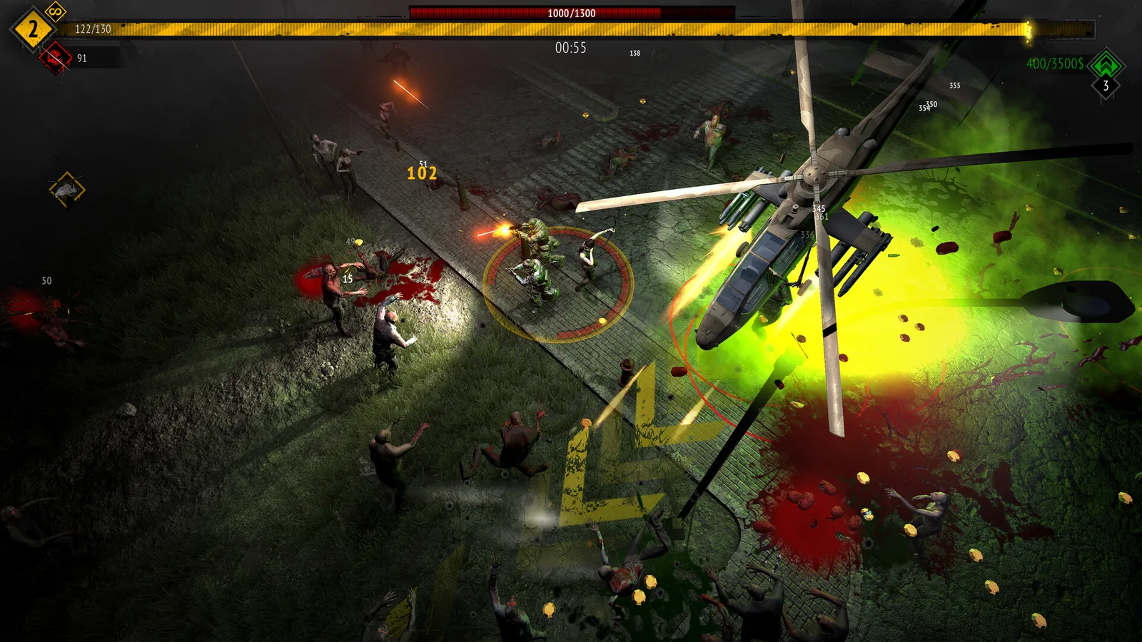 Yet Another Zombie Survivors — 헬리콥터 보스와 벌이는 야간 전투
