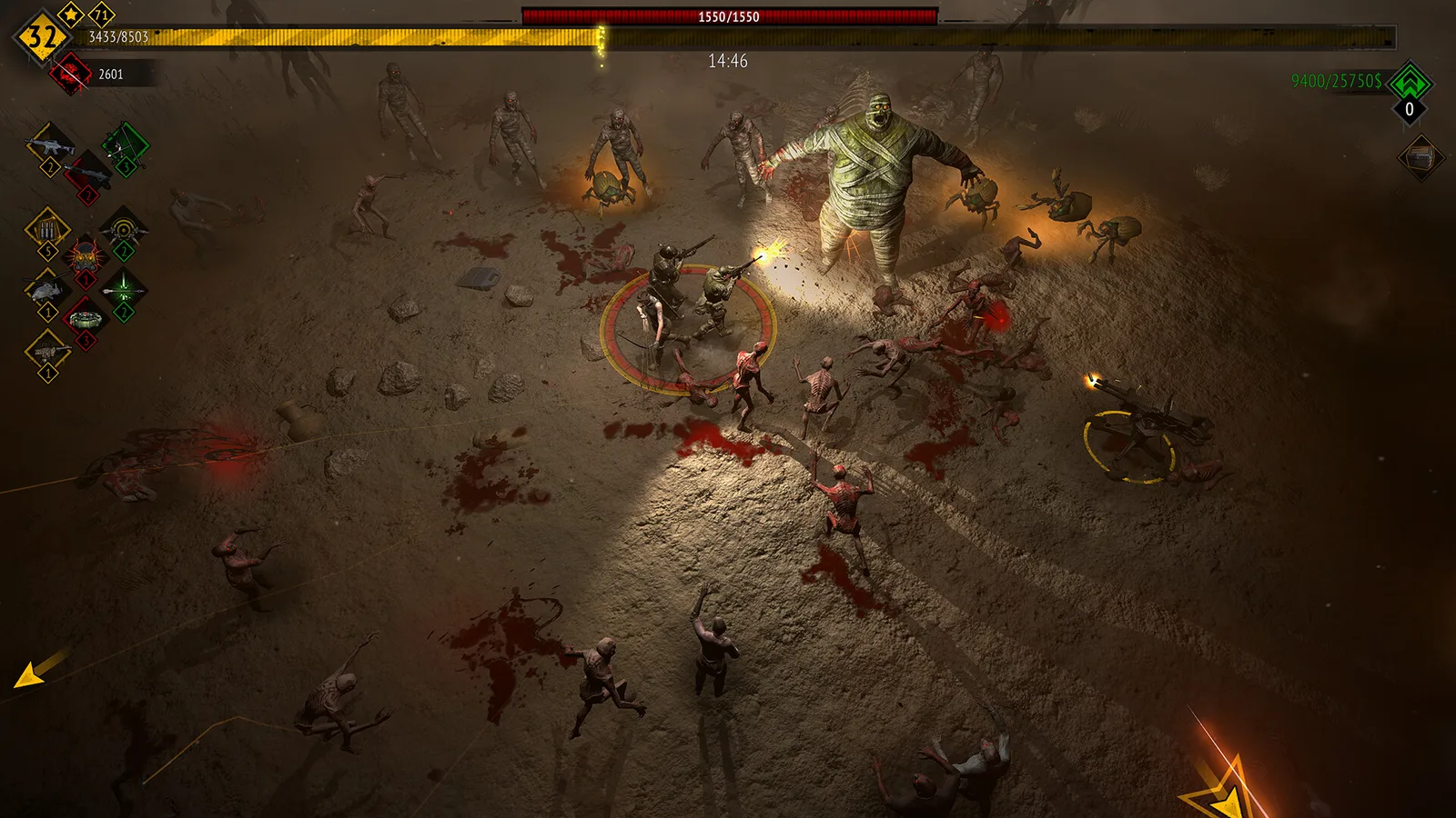 Yet Another Zombie Survivors — 사막 맵에서 미라 보스와 벌이는 전투